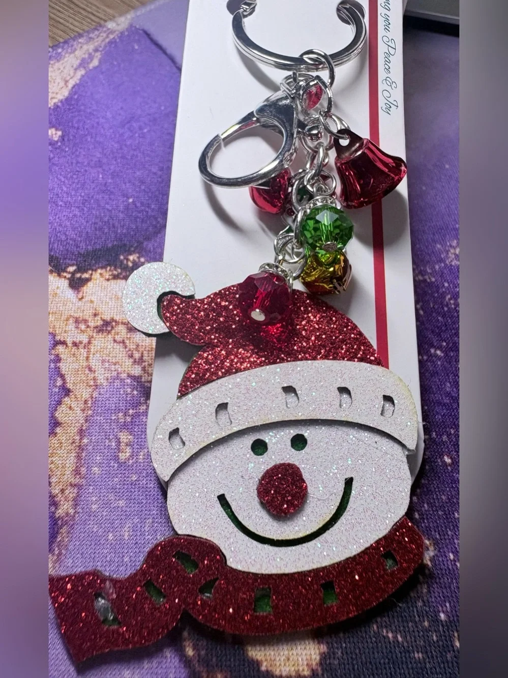 ❤️💚🤍 Set of two Festive Red & White Snowman Keychain and/or bag charms NWT